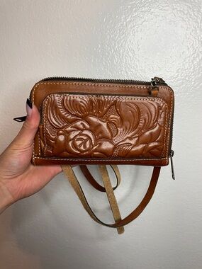 Patricia Nash Brown Leather Western Embossed Crossbody Cottagecore Boho